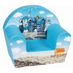 Vaikiškas mėlynas foteliukas - "Traktorius"